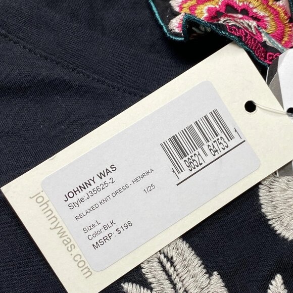 Johnny Was Floral Embroidered Knit T-Shirt Midi Dress – Size L - Picture 3 of 10